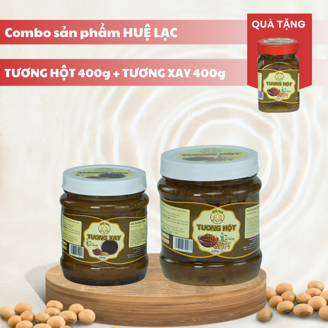 Combo Tương Hột 400gr, Tương Xay 400gr Cao Cấp Huệ Lạc